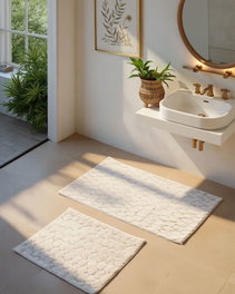 Mijölnir Rabbit - Ecru Juego de alfombrillas de baño de 2 piezas